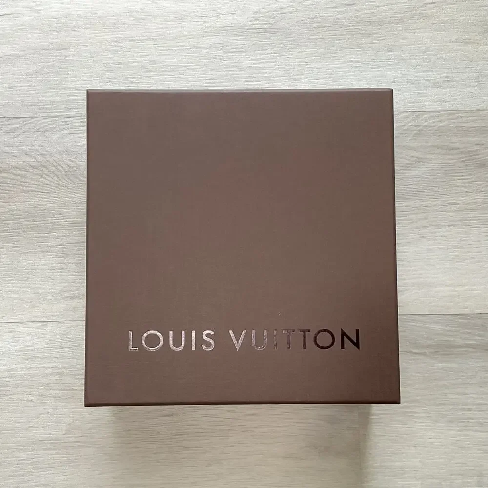 Authentic Louis Vuitton Brown Box with Dust Bag and Leather Bow